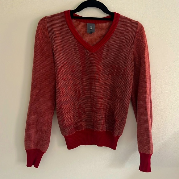 Anne Willi (Parisian Designer) Red V Sweater - Picture 1 of 4